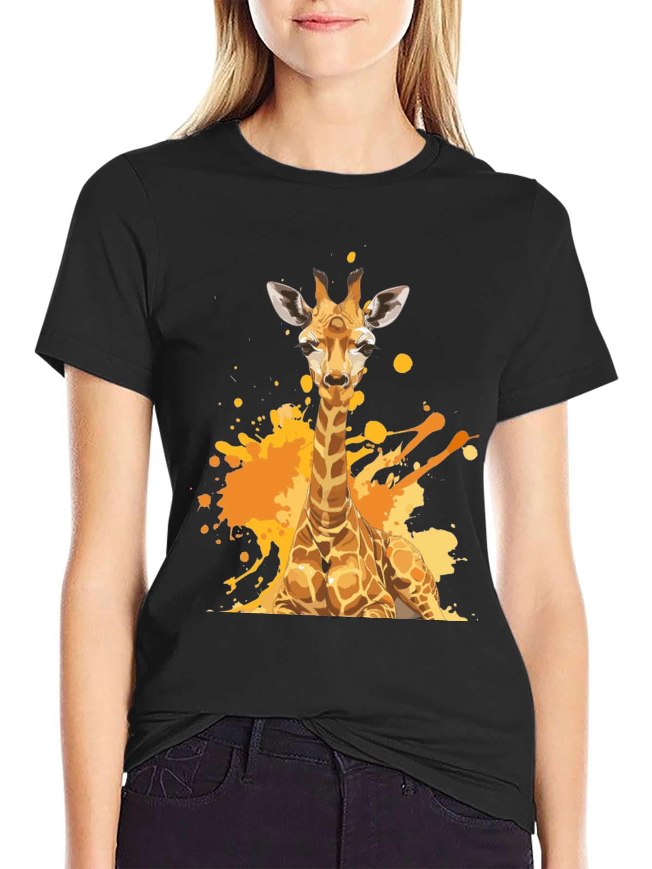 Giraffe Splash T-Shirt - Artistic Animal Tee