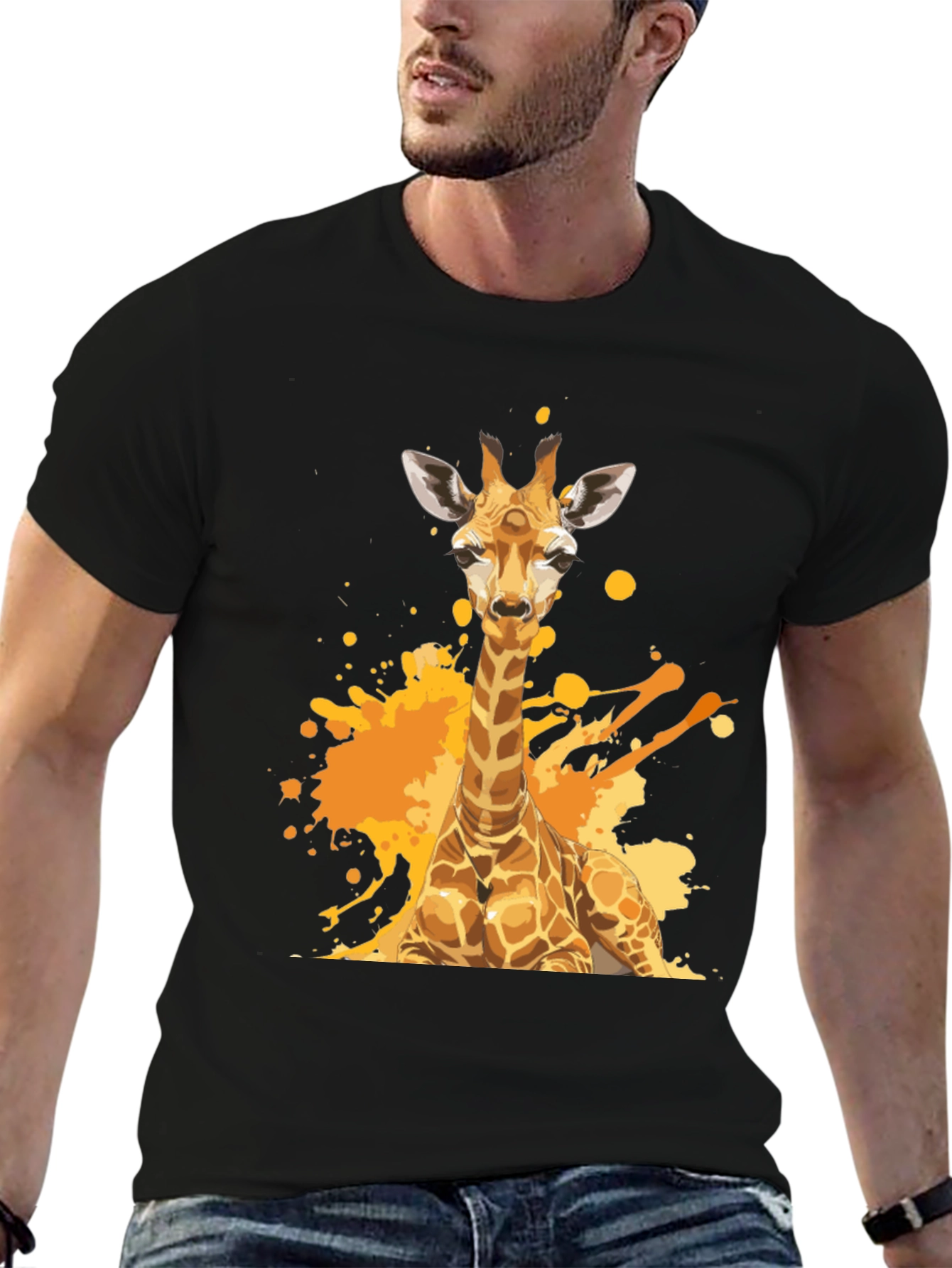 Giraffe Splash T-Shirt - Artistic Animal Tee