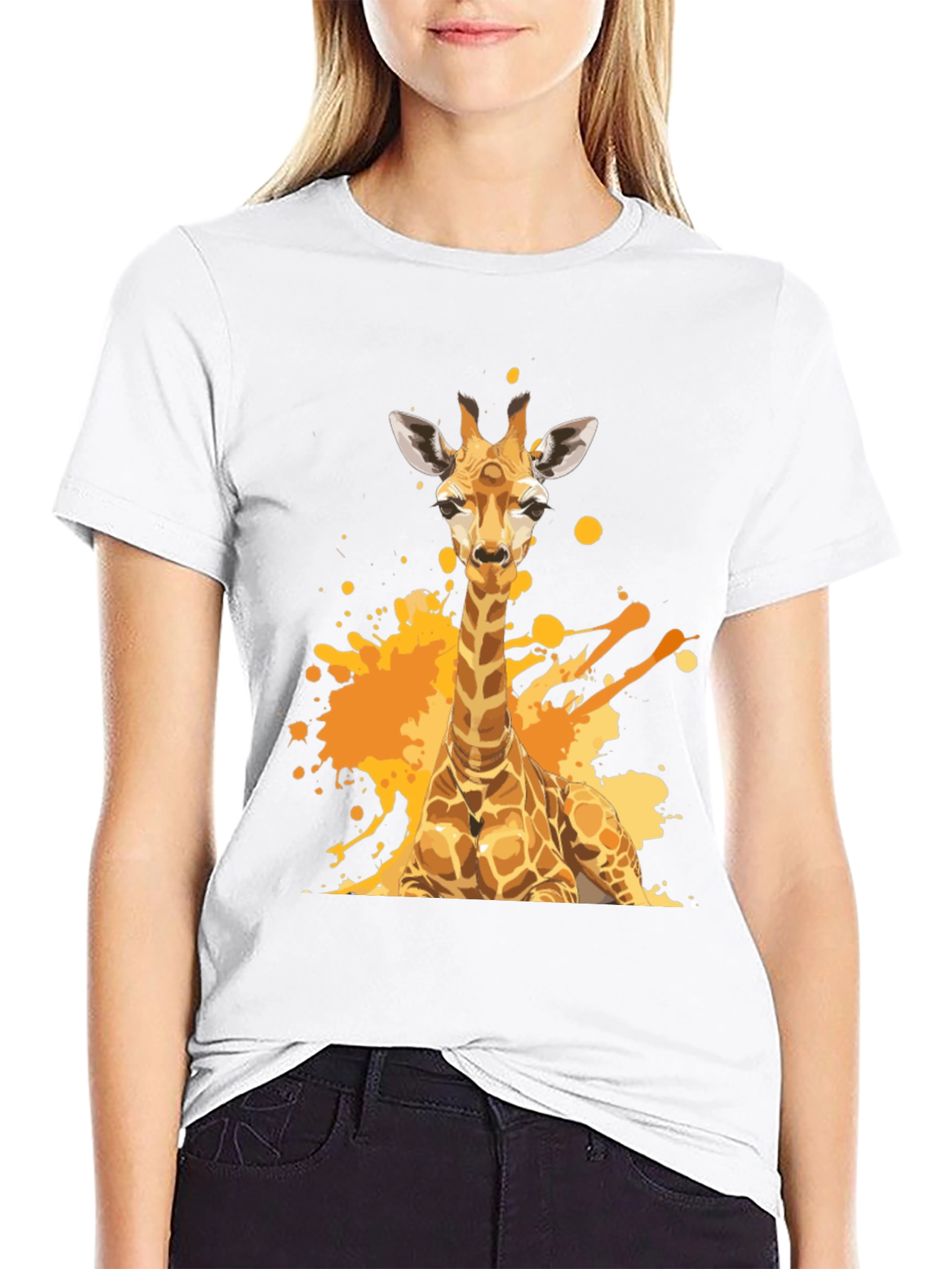 Giraffe Splash T-Shirt - Artistic Animal Tee