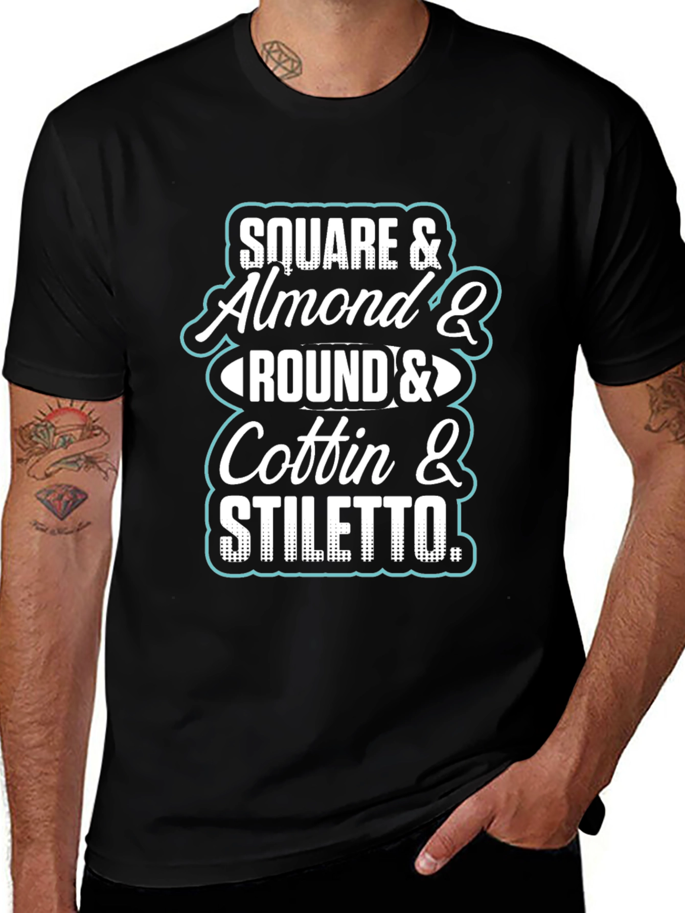 Nail Shape T-Shirt - Square Almond Round Coffin Stiletto