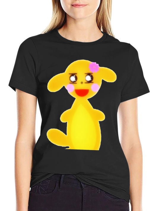 Black T-Shirt with Cute Yellow Character