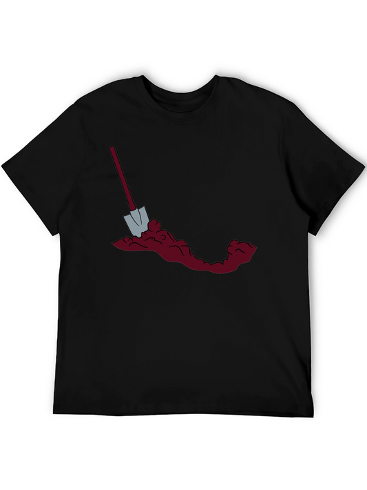 Shovel & Dirt Graphic Tee - Black Cotton Casual Shirt