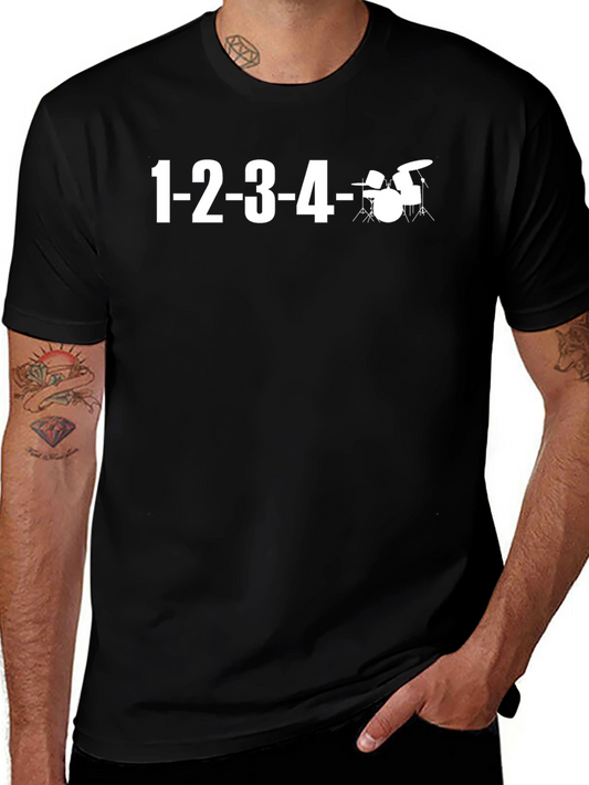 1-2-3-4 Drum Kit T-Shirt - Musicians Tee
