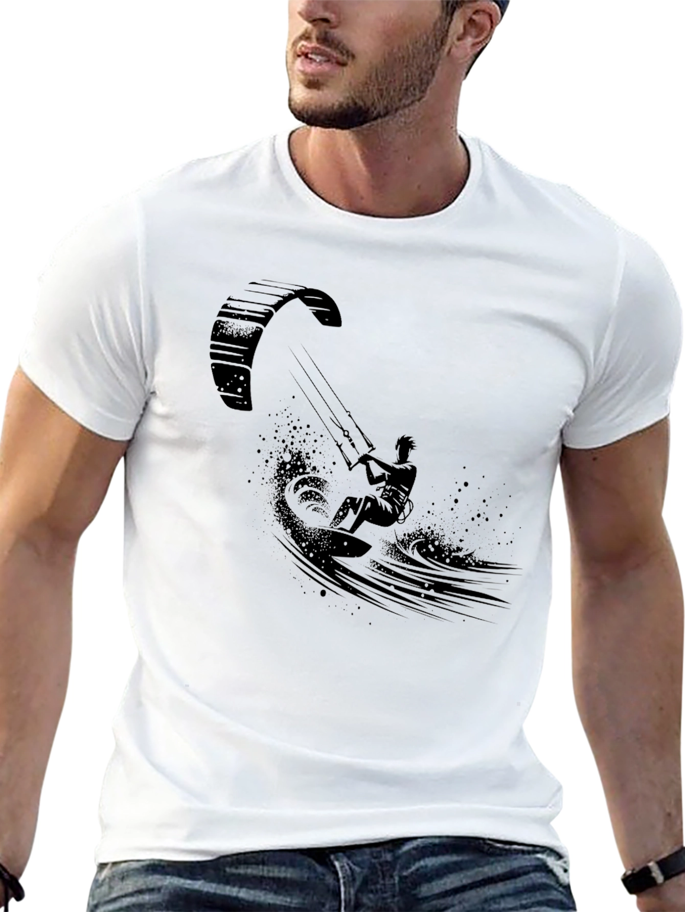 Black Kitesurfer Graphic Tee