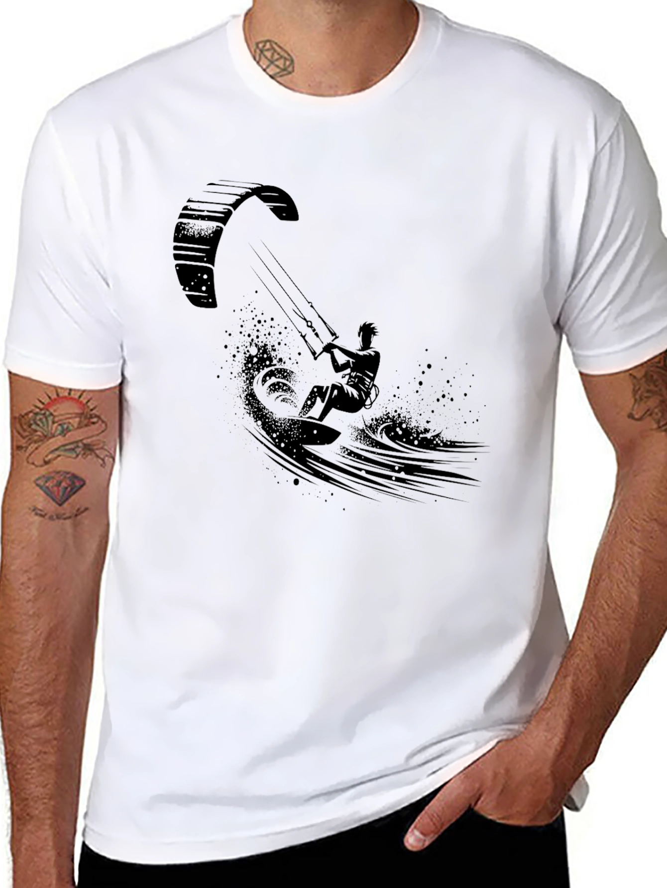 Black Kitesurfer Graphic Tee