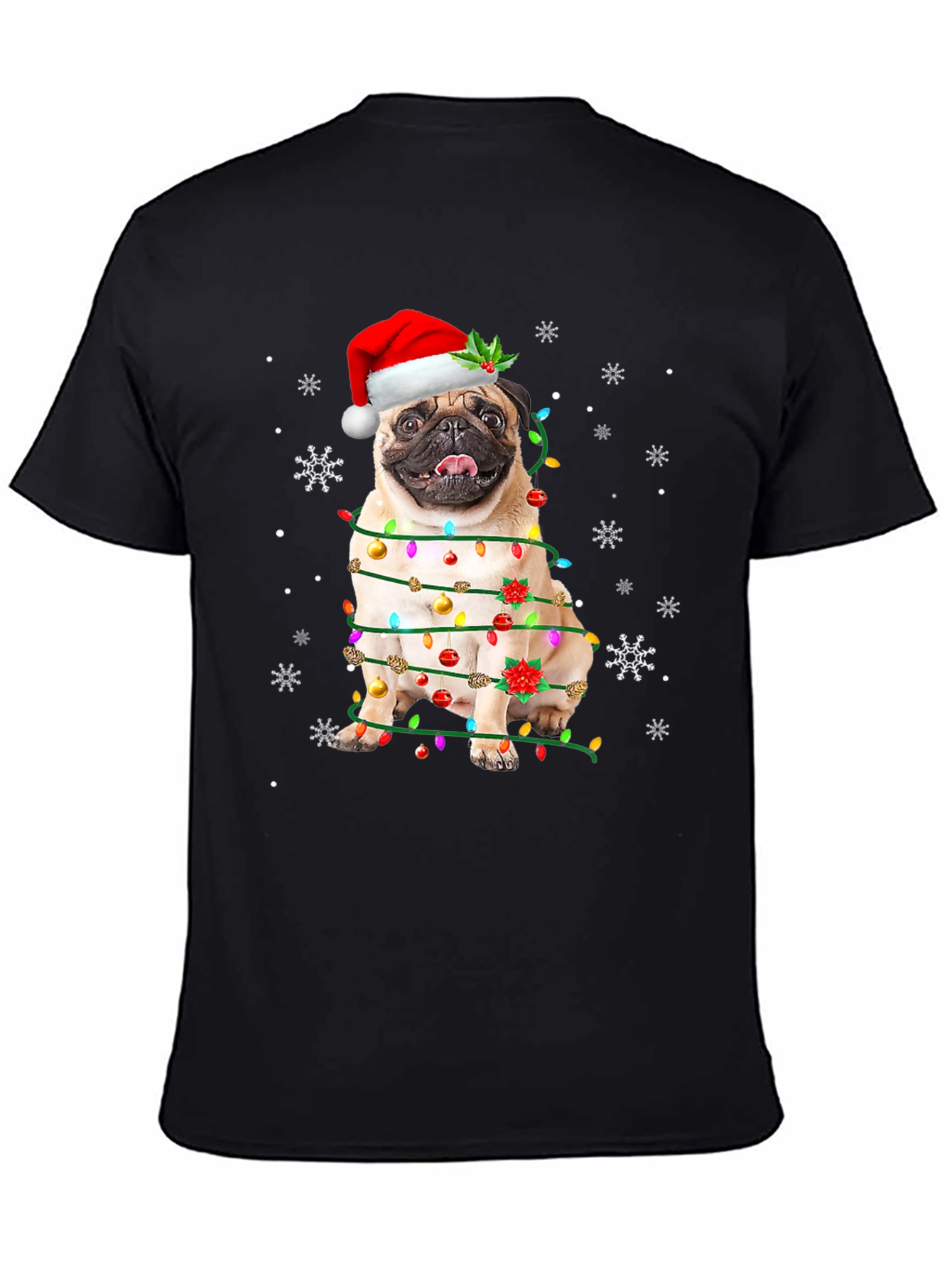 Festive Pug Christmas Lights T-Shirt