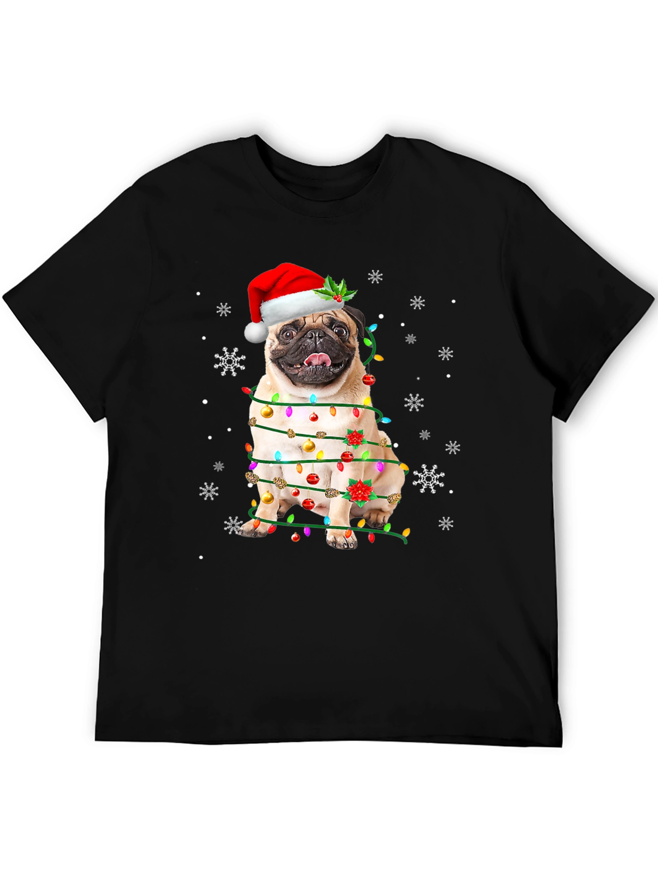 Festive Pug Christmas Lights T-Shirt
