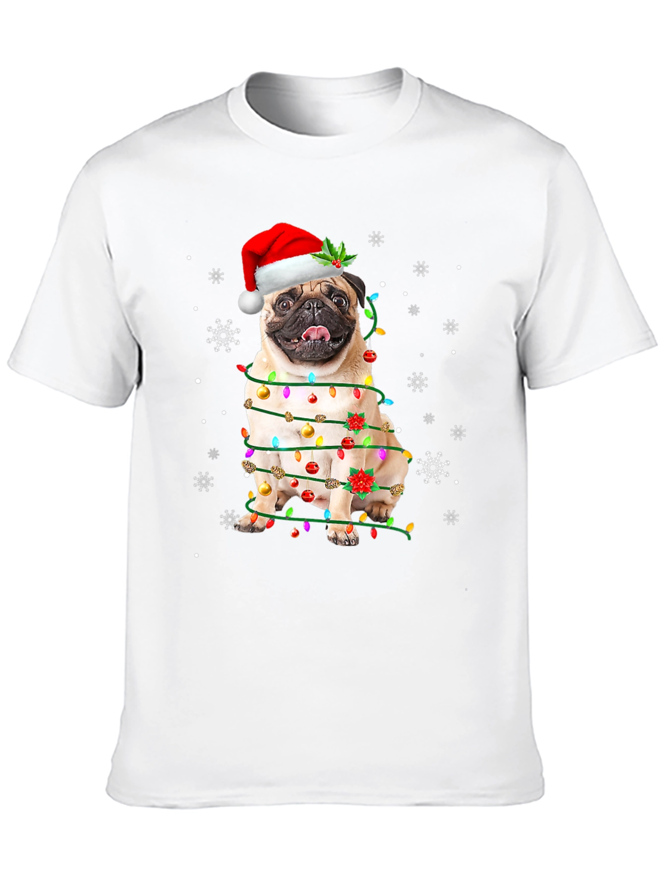 Festive Pug Christmas Lights T-Shirt