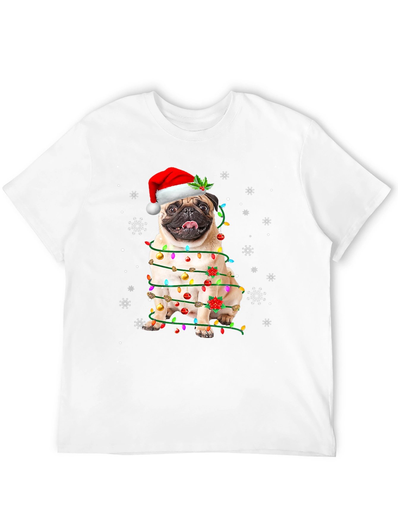 Festive Pug Christmas Lights T-Shirt