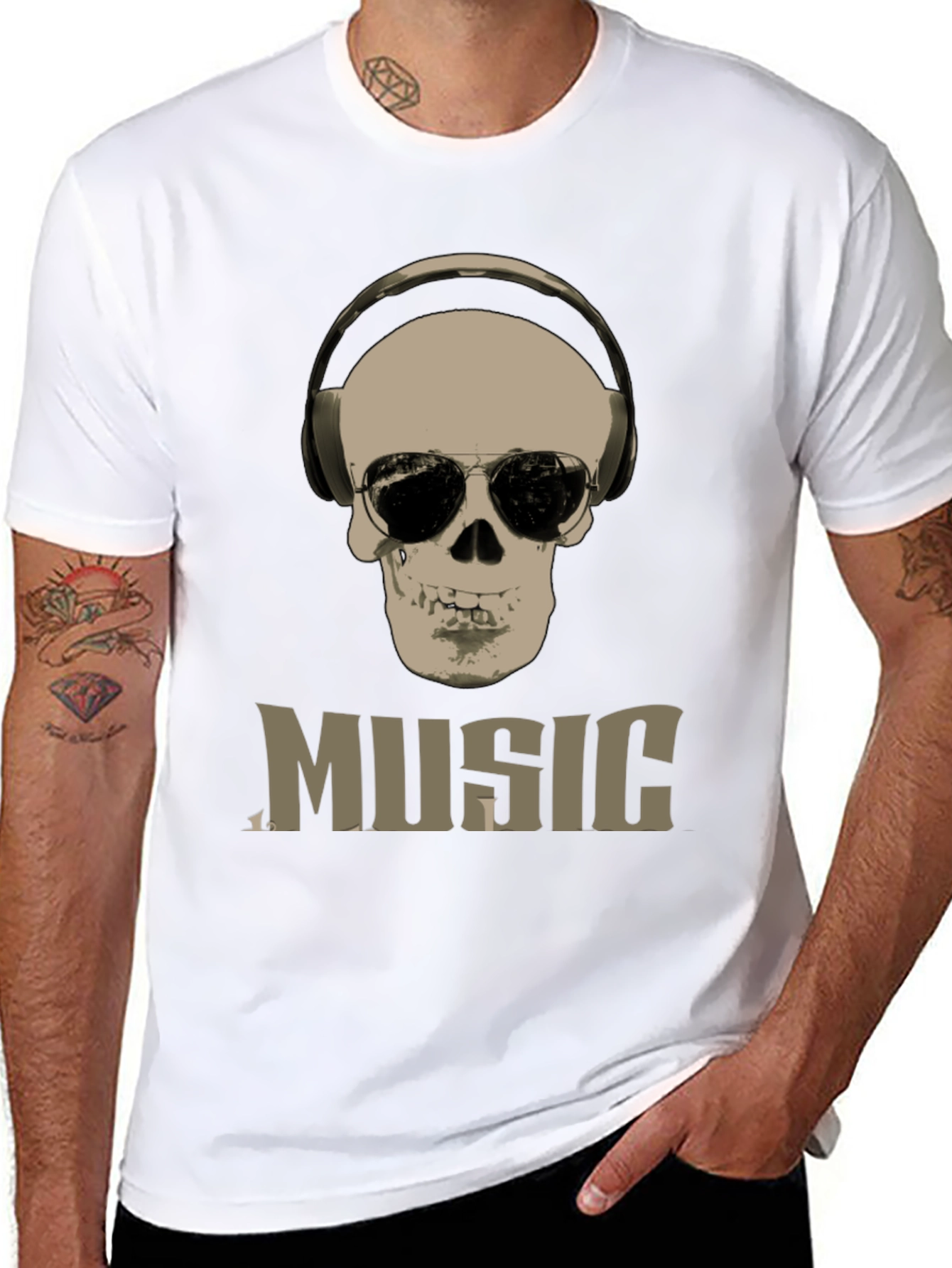 Skull Music Graphic T-Shirt - Cool DJ Style Tee