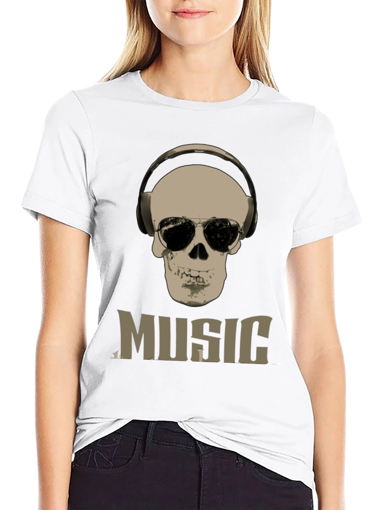 Skull Music Graphic T-Shirt - Cool DJ Style Tee