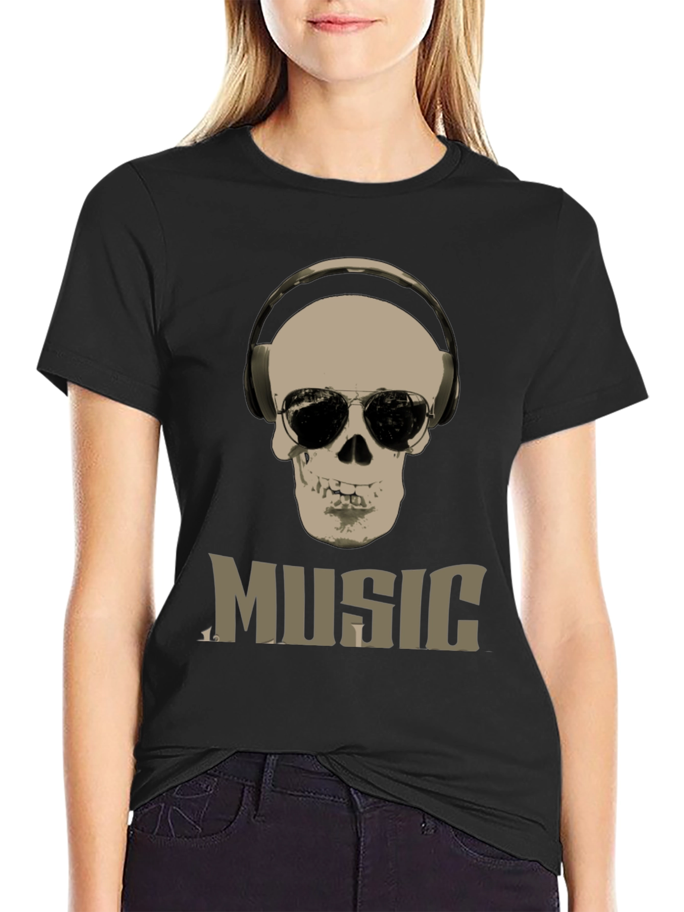 Skull Music Graphic T-Shirt - Cool DJ Style Tee