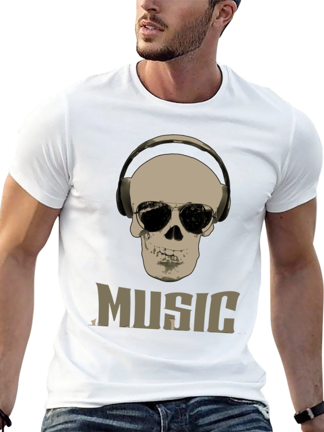 Skull Music Graphic T-Shirt - Cool DJ Style Tee