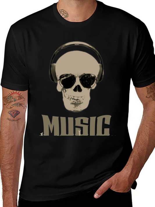 Skull Music Graphic T-Shirt - Cool DJ Style Tee