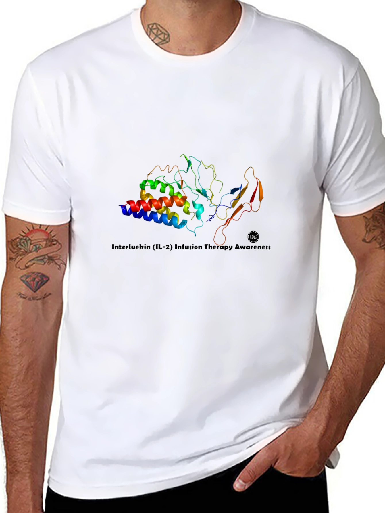 Science Protein Structure Graphic Tee - Black Cotton Shirt