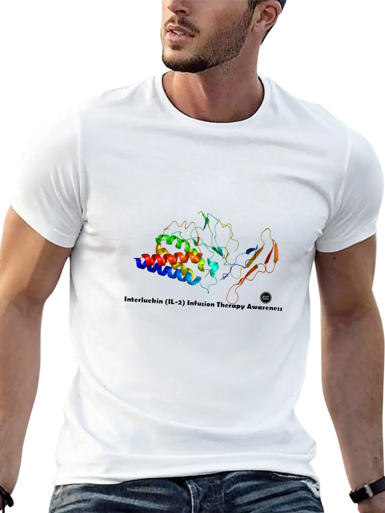 Science Protein Structure Graphic Tee - Black Cotton Shirt