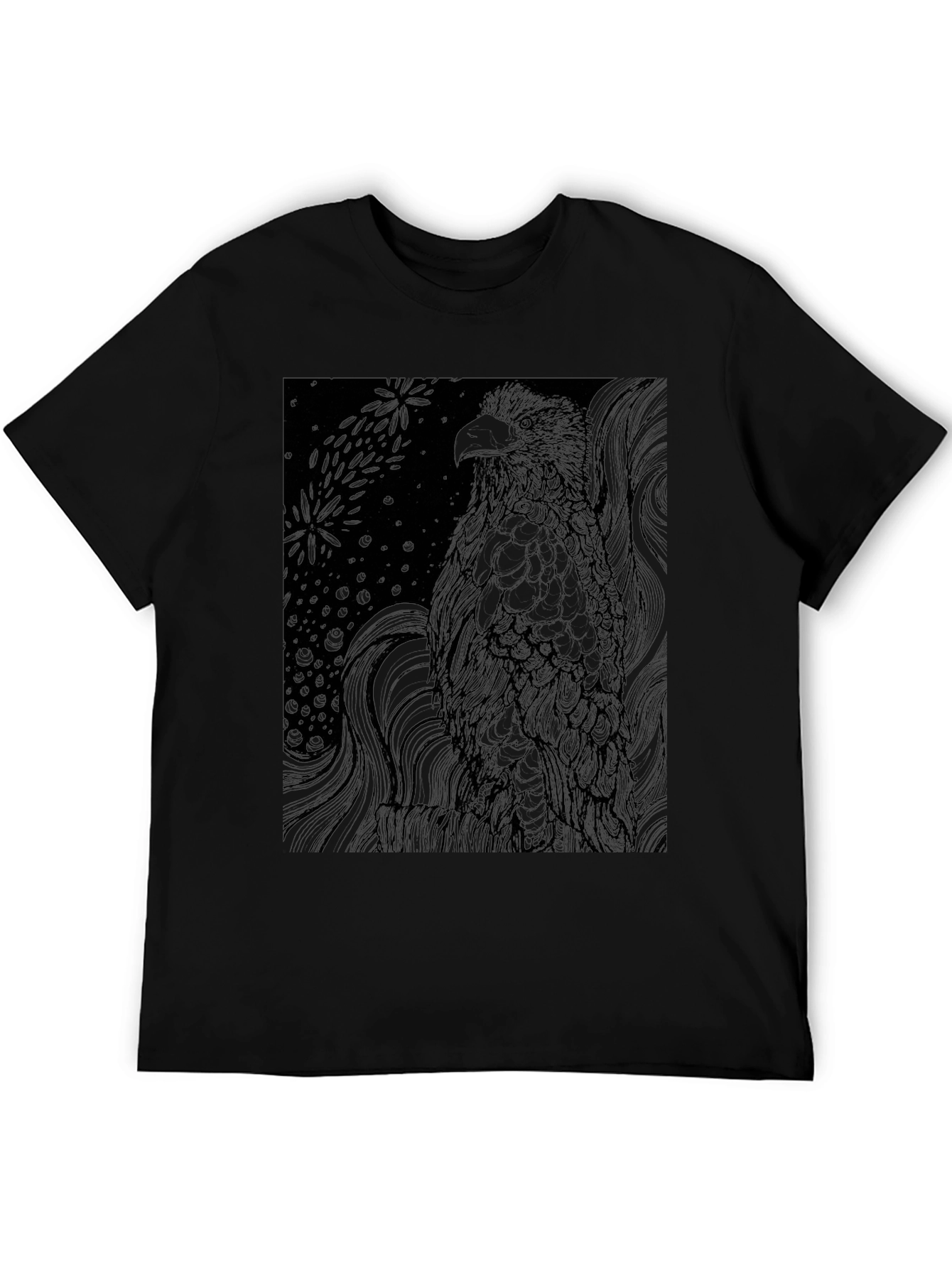 Graphic Eagle Print Black T-Shirt