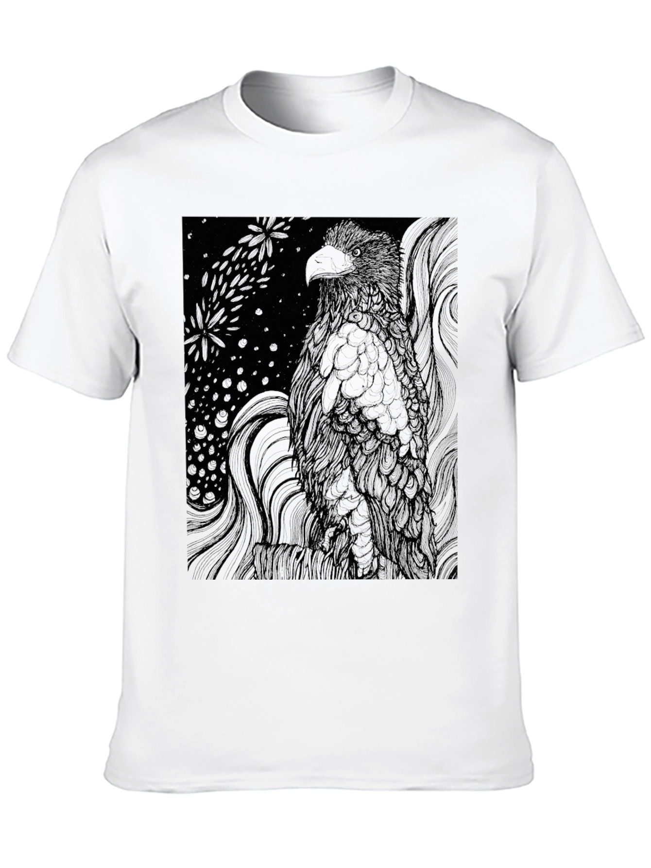 Graphic Eagle Print Black T-Shirt