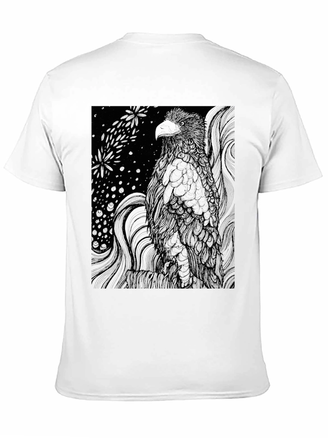 Graphic Eagle Print Black T-Shirt