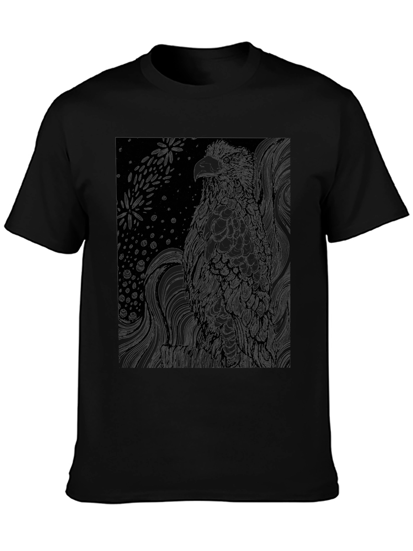 Graphic Eagle Print Black T-Shirt