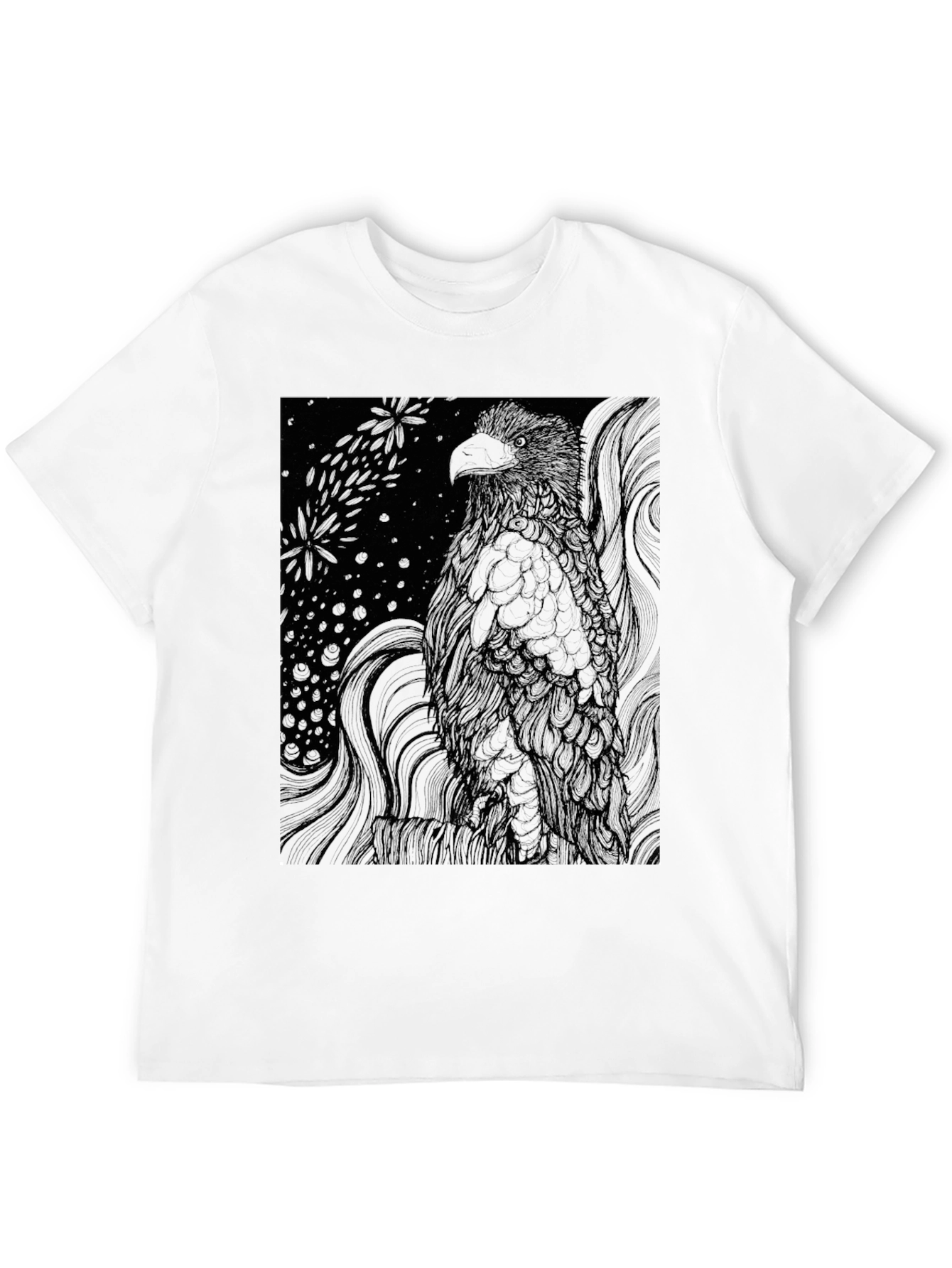 Graphic Eagle Print Black T-Shirt