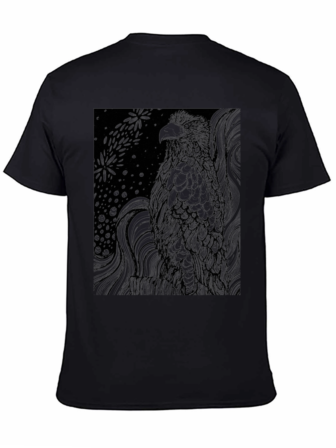 Graphic Eagle Print Black T-Shirt