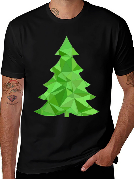 Geometric Christmas Tree Graphic Tee - Holiday Style