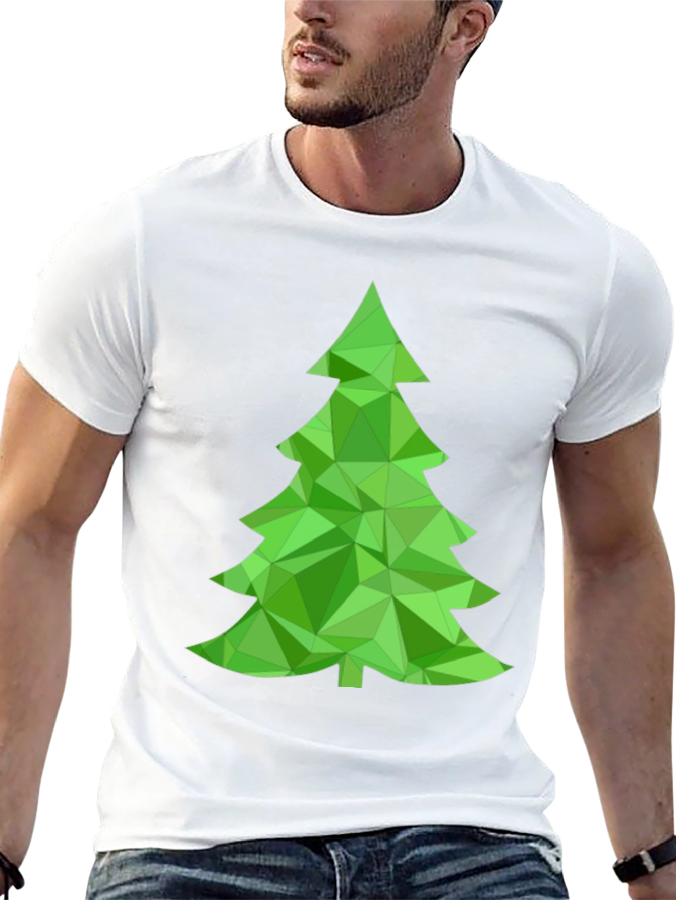 Geometric Christmas Tree Graphic Tee - Holiday Style
