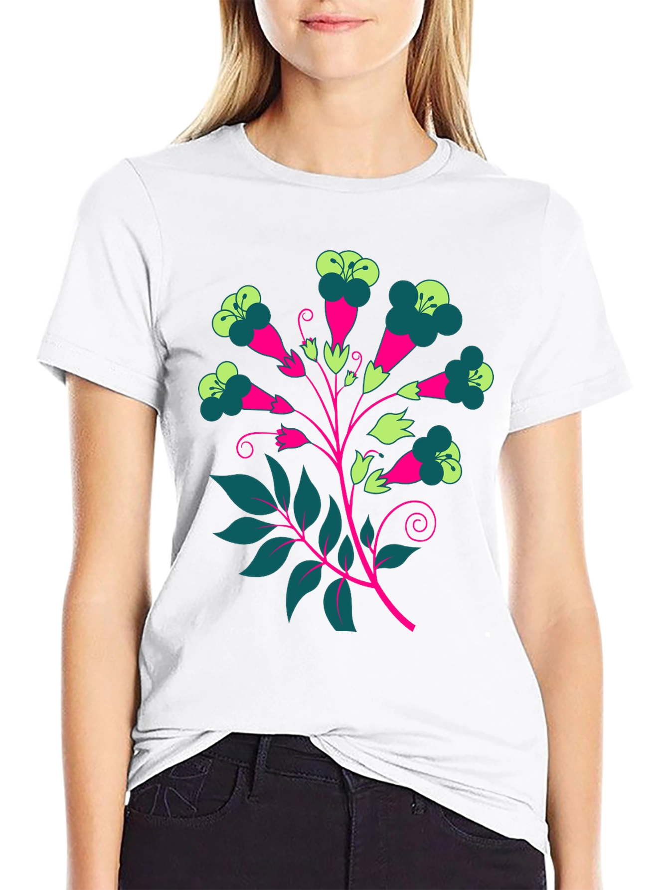 Floral Print Tee - Modern Graphic T-Shirt