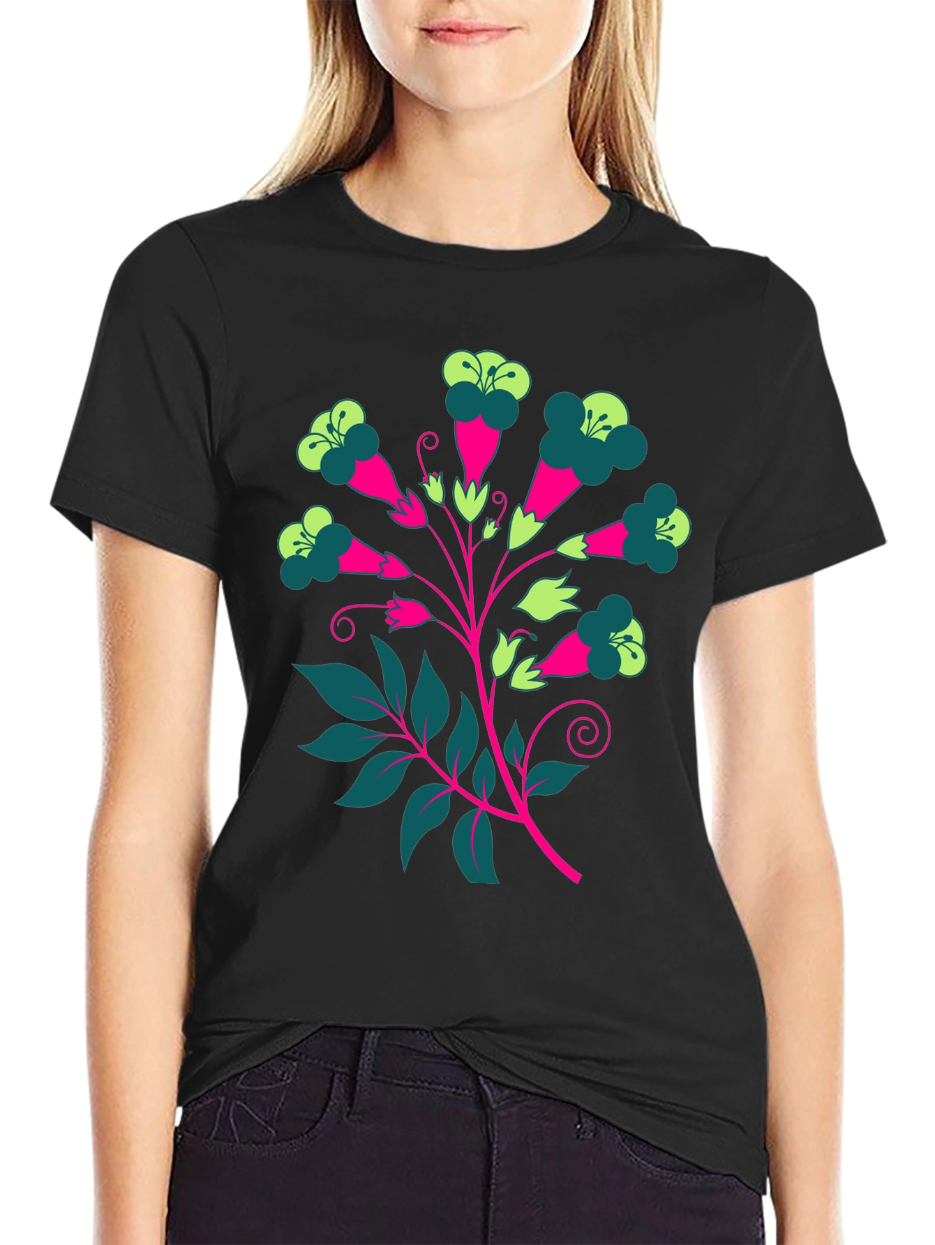 Floral Print Tee - Modern Graphic T-Shirt