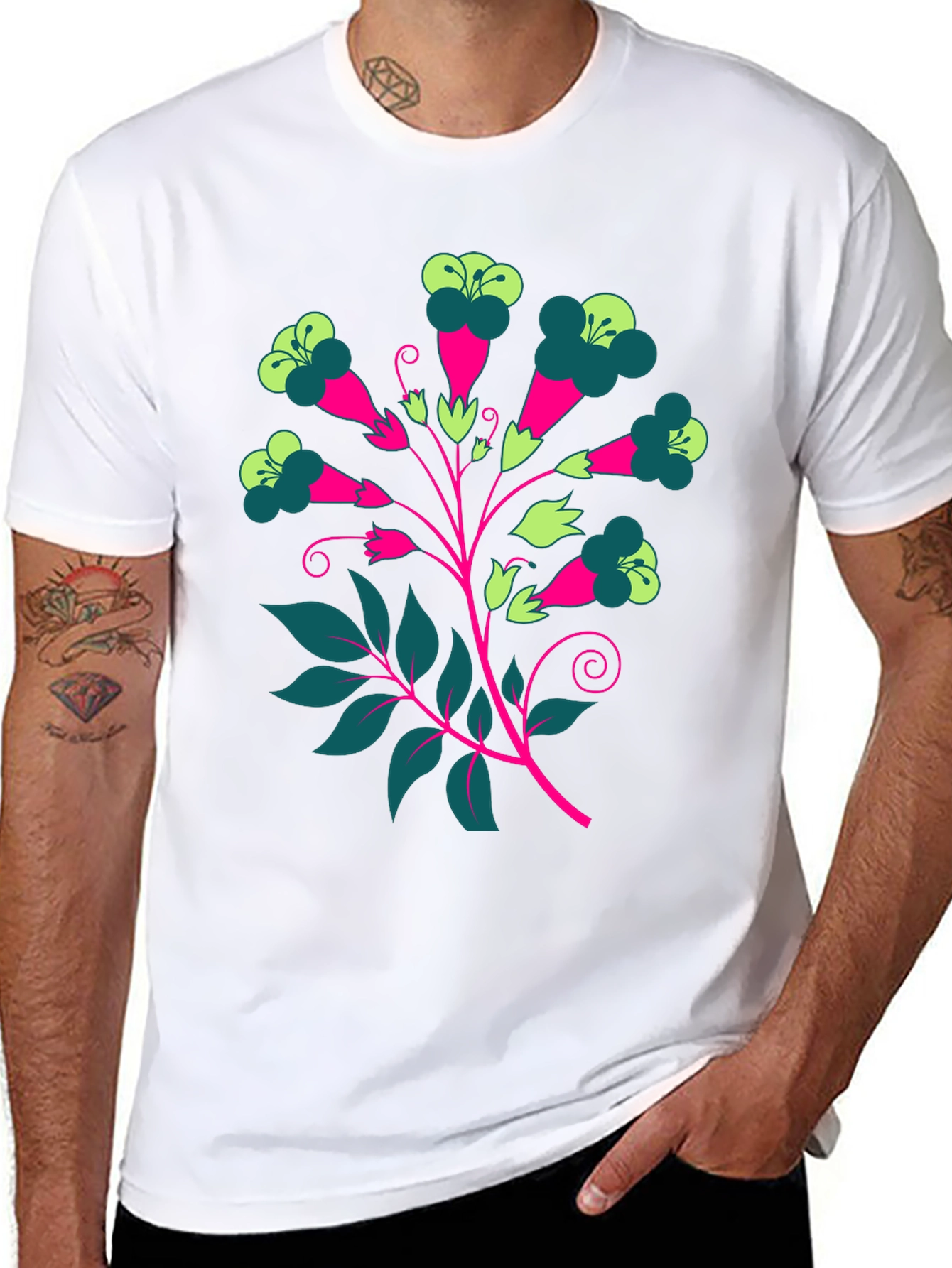 Floral Print Tee - Modern Graphic T-Shirt