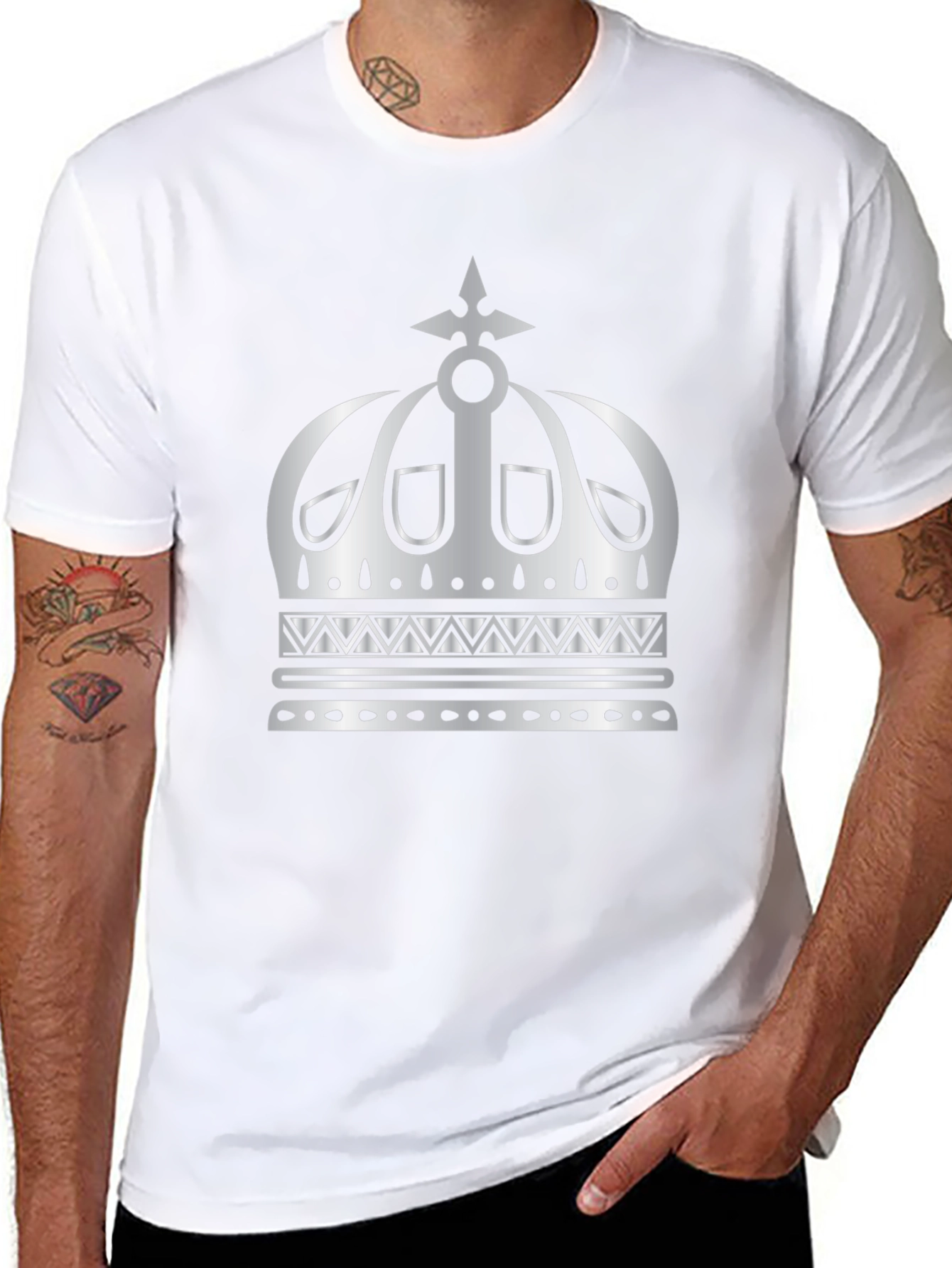 Crown Graphic Tee - Mens Black Cotton T-Shirt