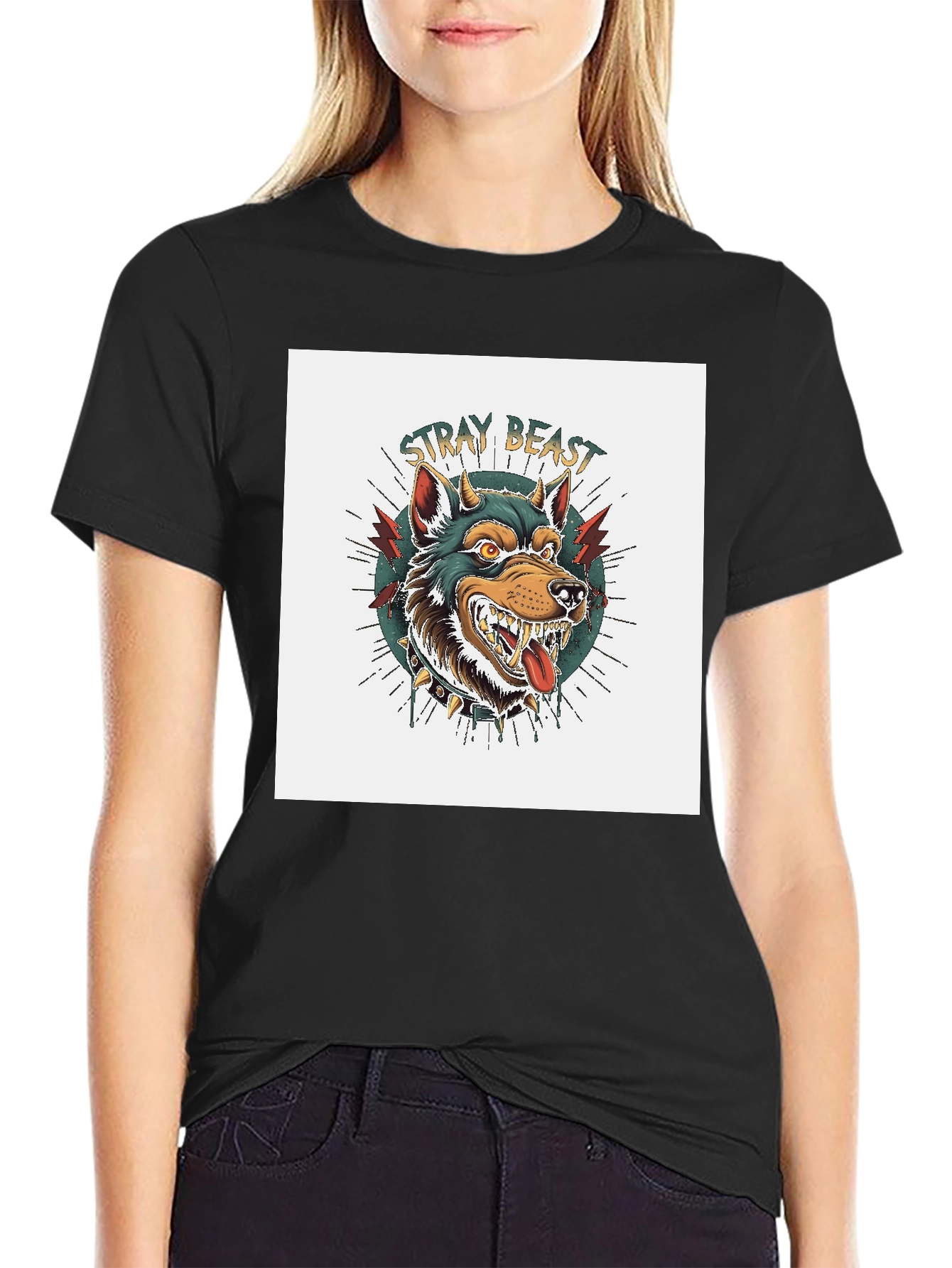 Stray Beast Graphic Tee - Black Cotton