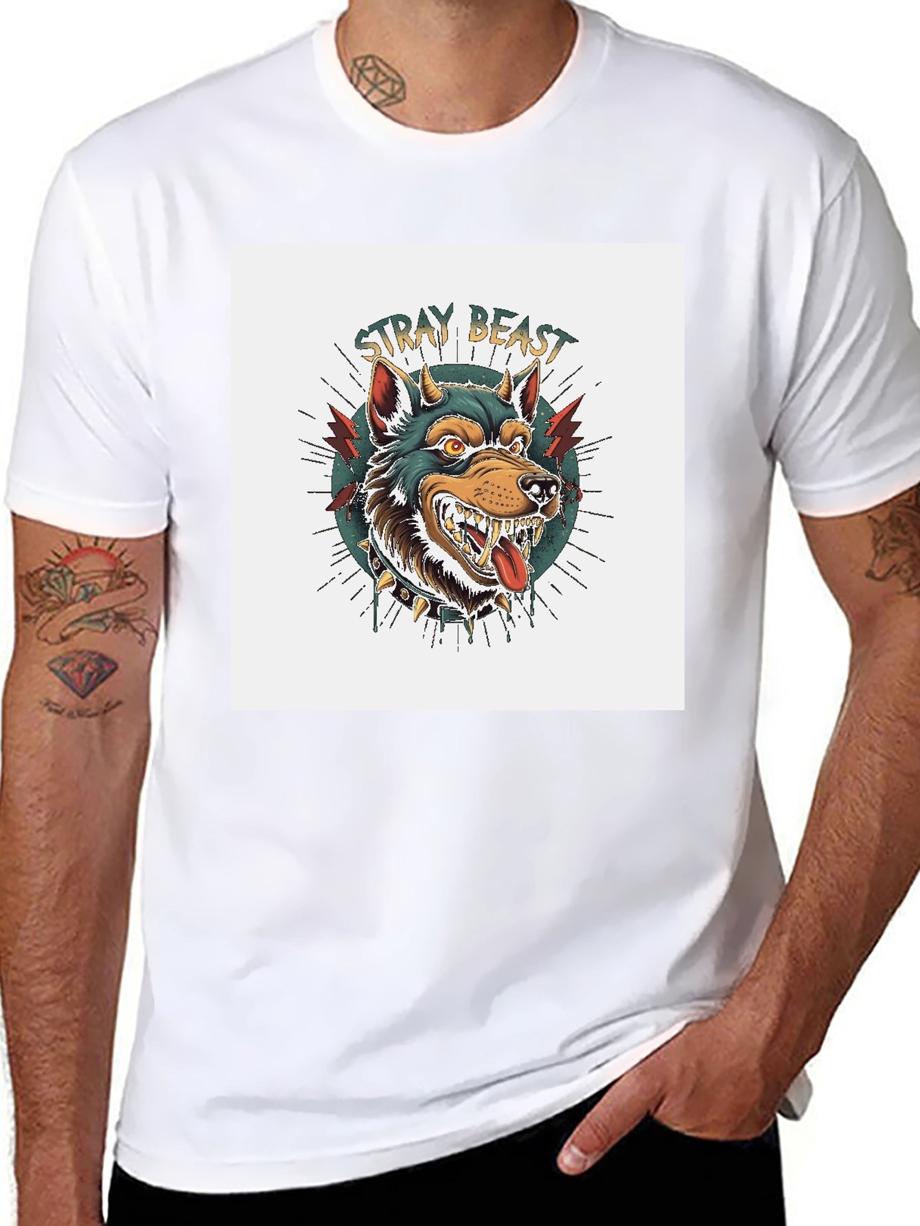 Stray Beast Graphic Tee - Black Cotton