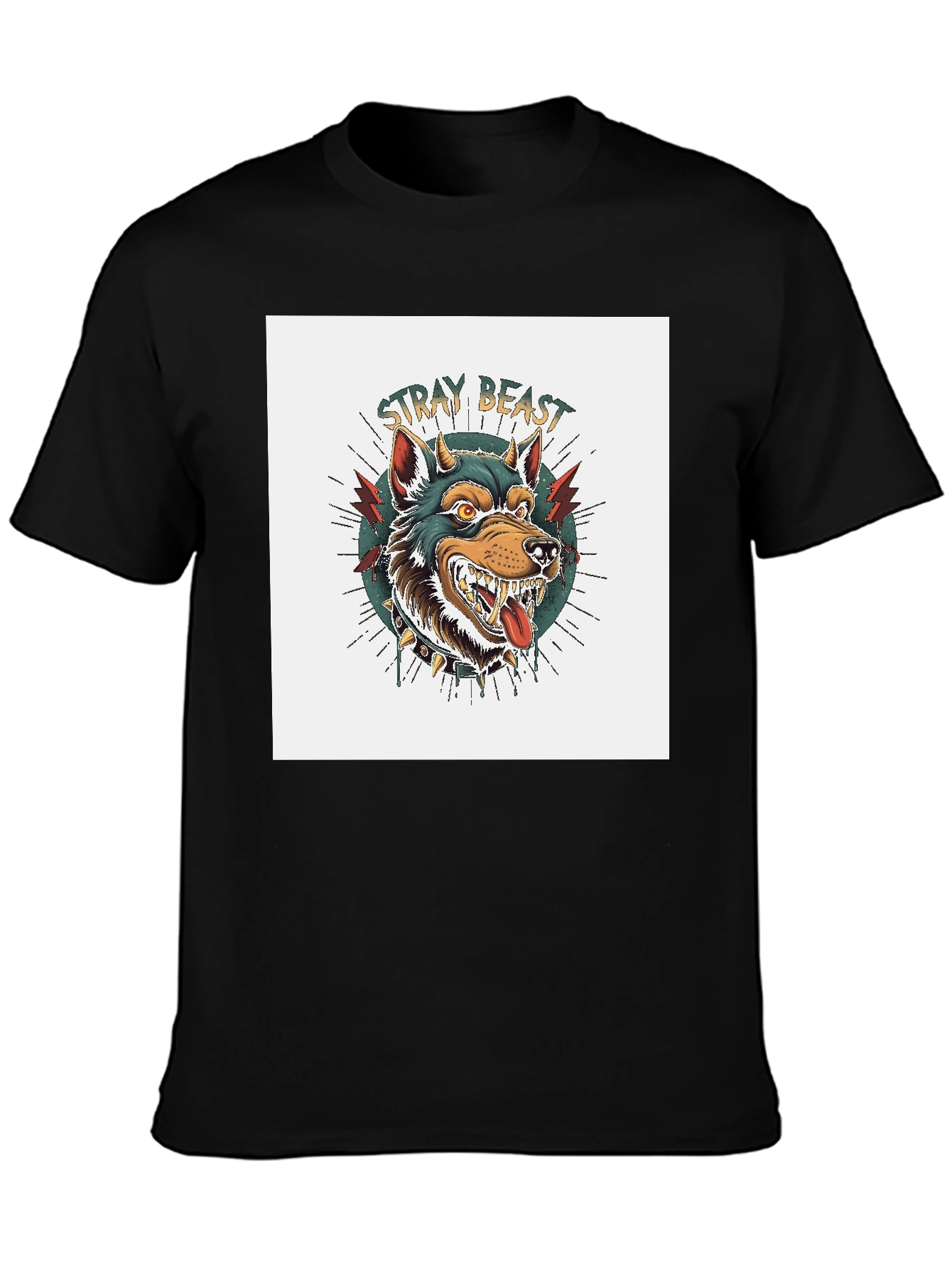 Stray Beast Graphic Tee - Black Cotton