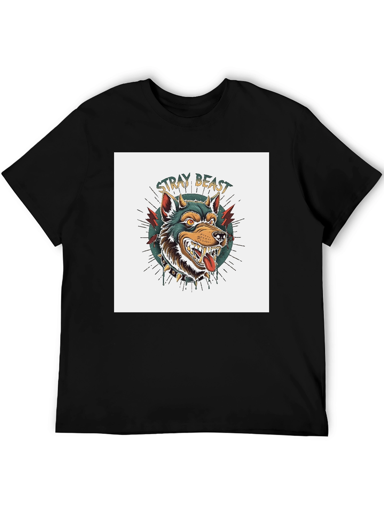 Stray Beast Graphic Tee - Black Cotton