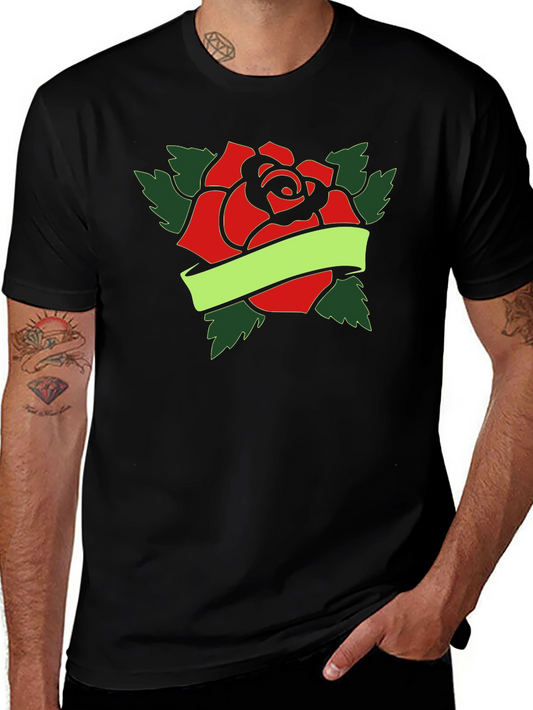 Rose Tattoo Style Graphic Tee - Black