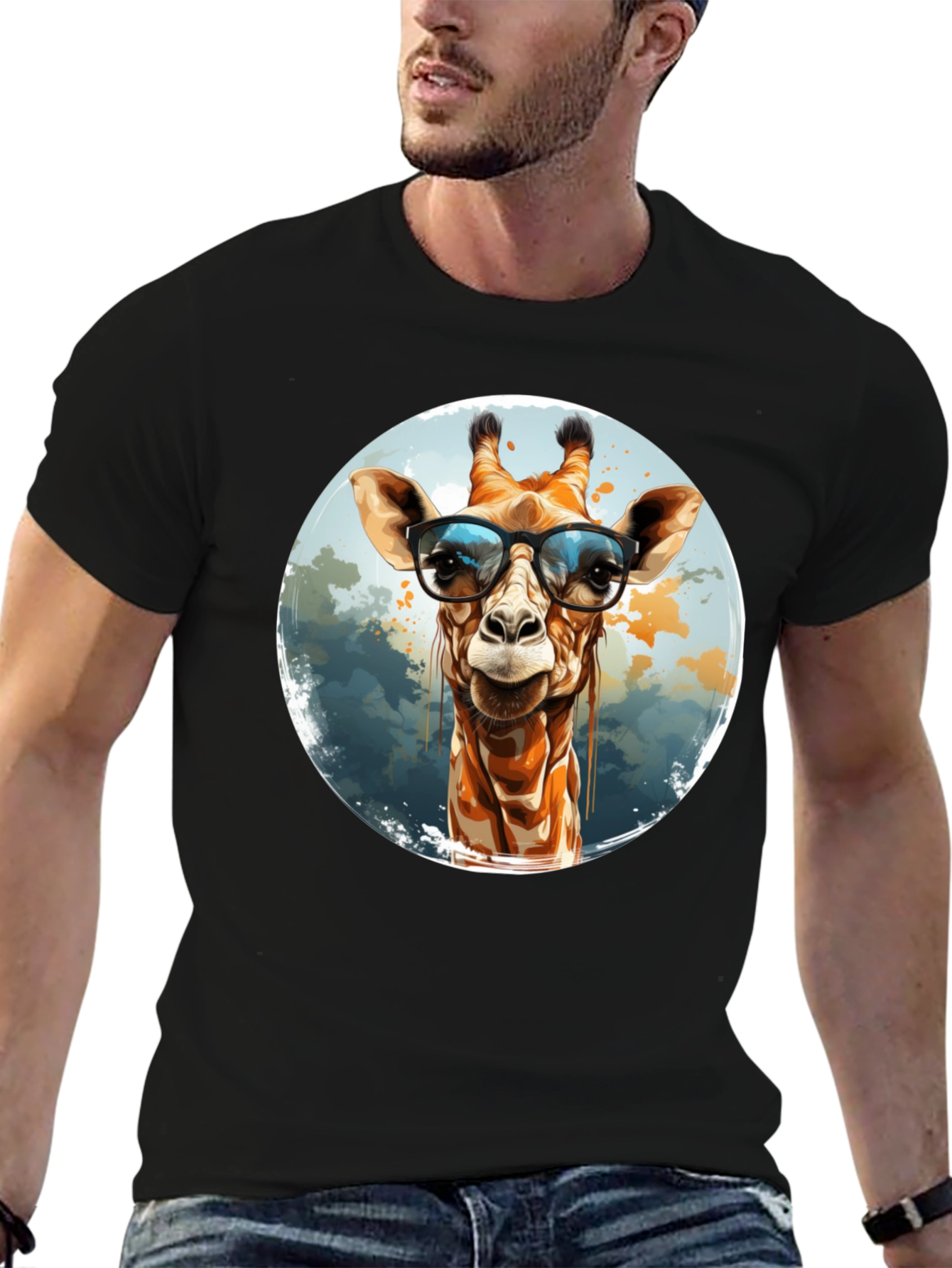 Giraffe with Glasses Graphic Tee