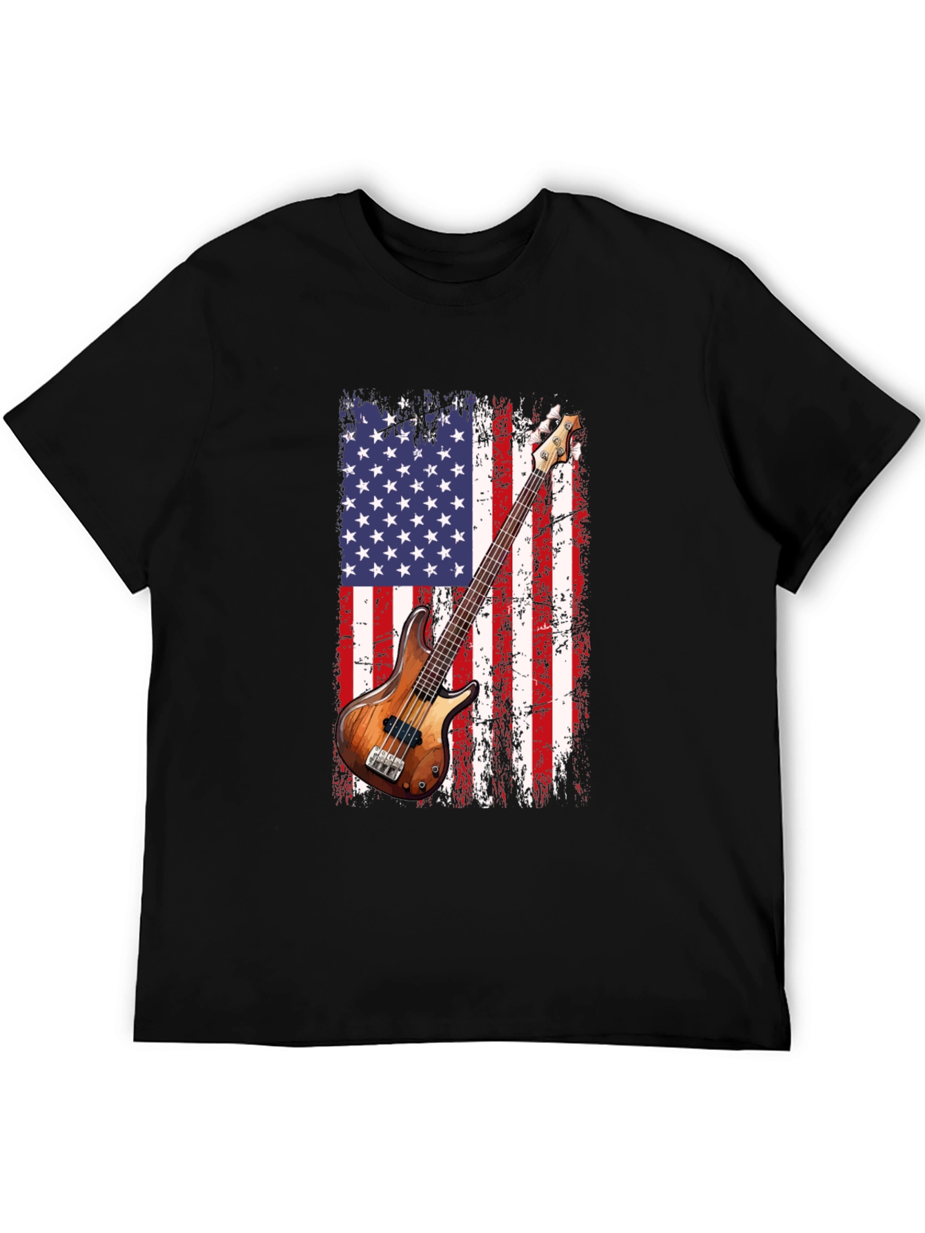 USA Flag Bass Guitar T-Shirt