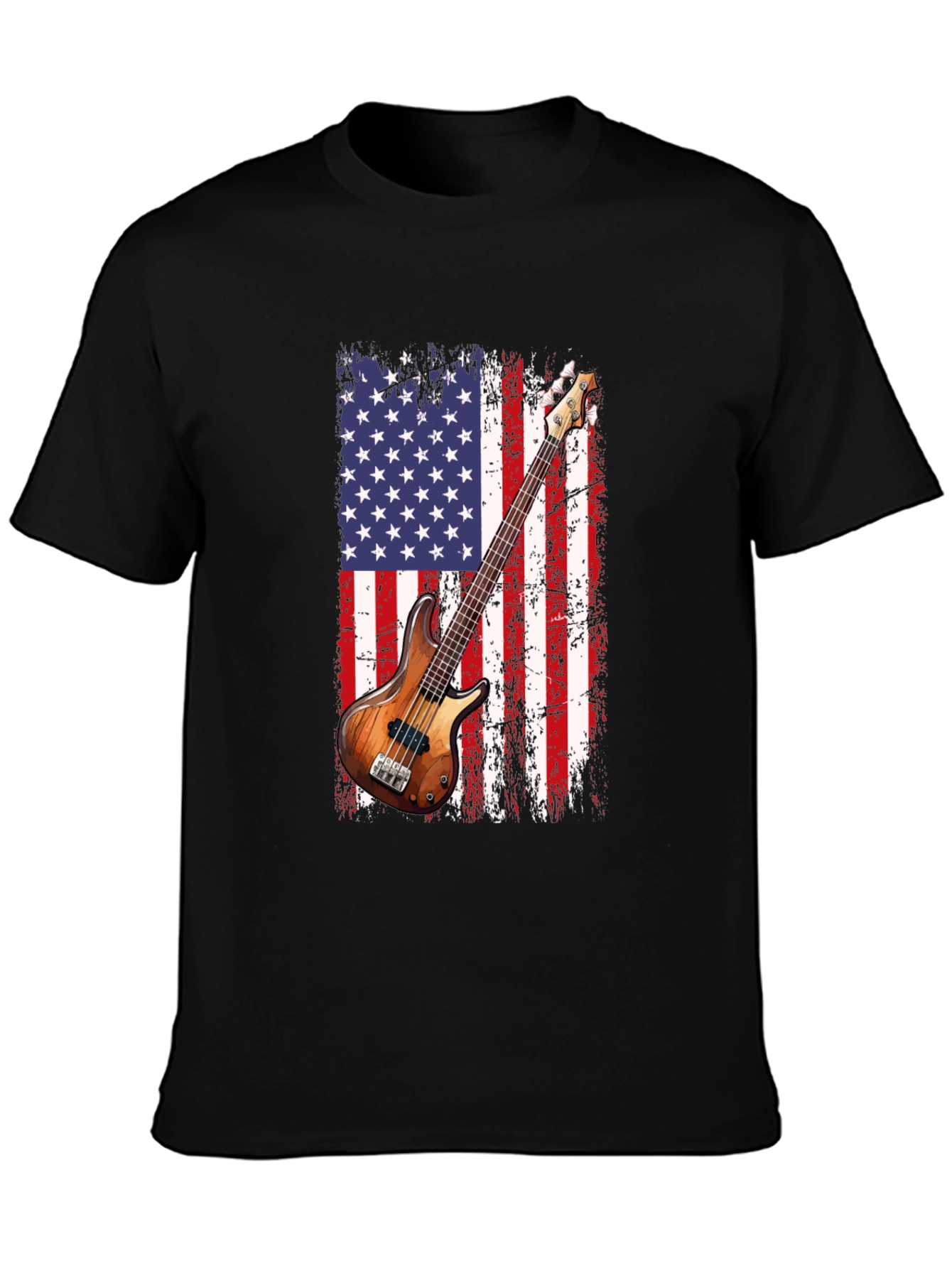 USA Flag Bass Guitar T-Shirt
