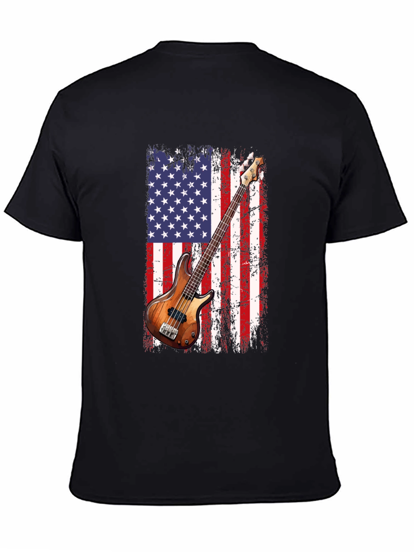 USA Flag Bass Guitar T-Shirt