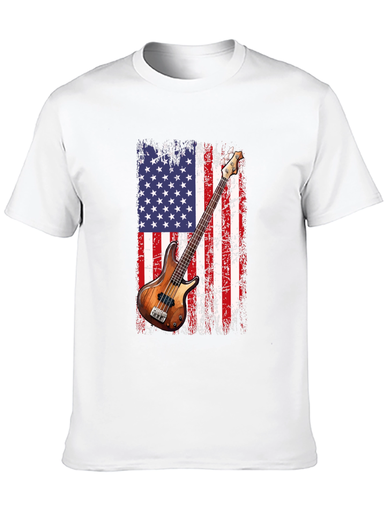 USA Flag Bass Guitar T-Shirt