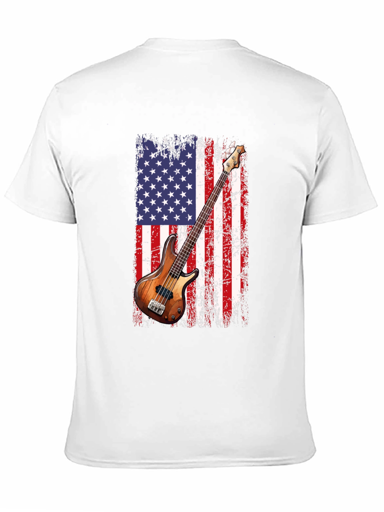 USA Flag Bass Guitar T-Shirt