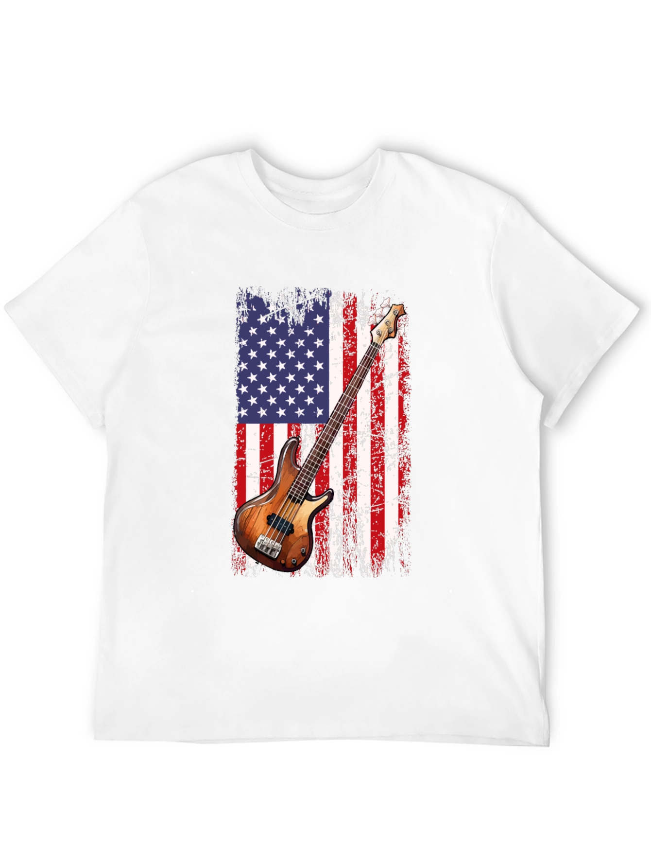 USA Flag Bass Guitar T-Shirt
