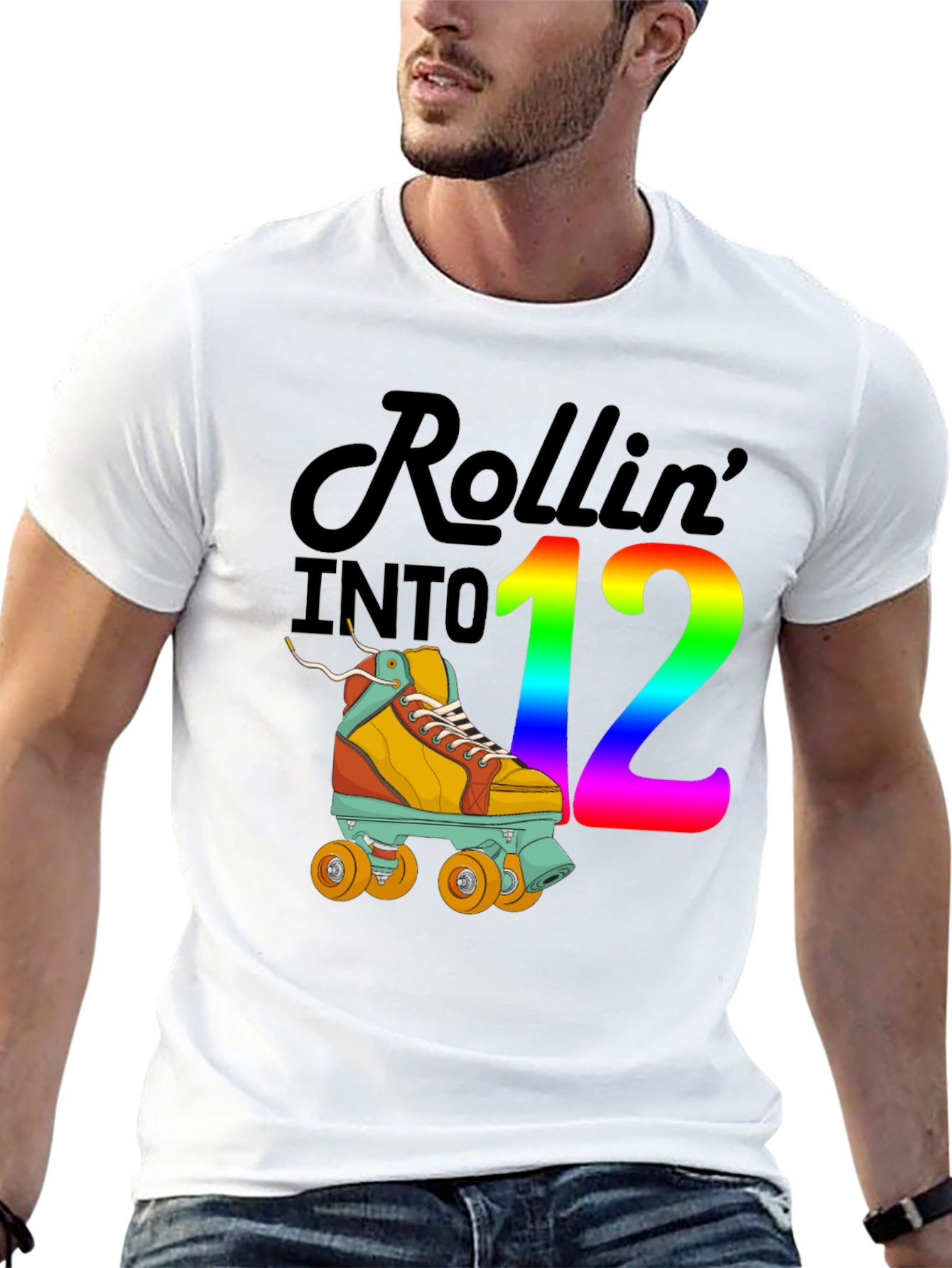 Rollin into 12 T-Shirt Roller Skate Birthday Tee