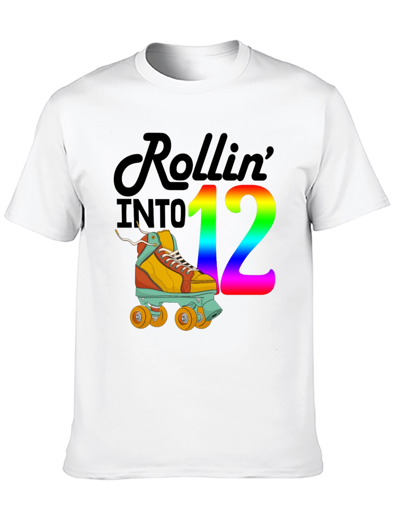 Rollin into 12 T-Shirt Roller Skate Birthday Tee