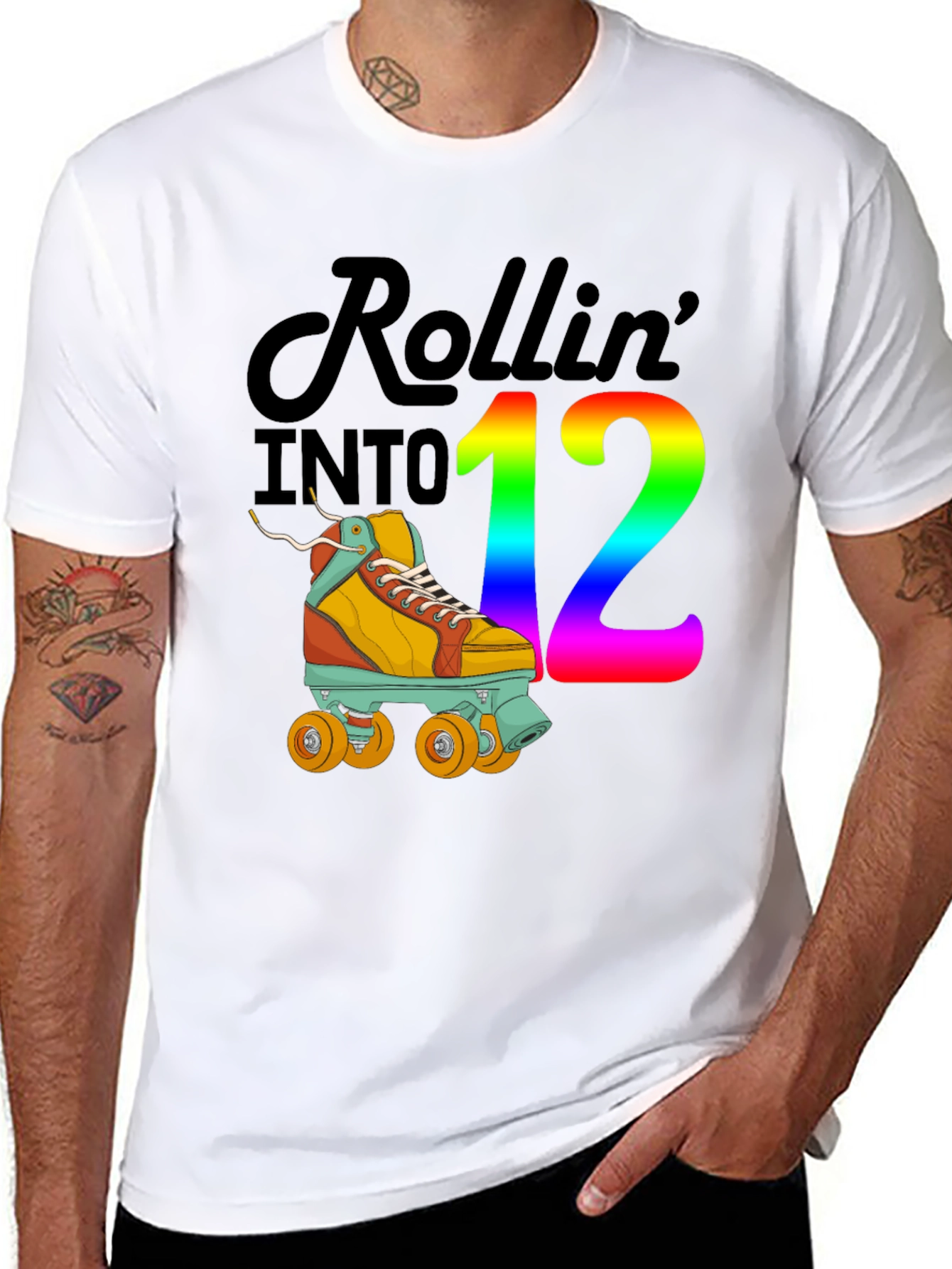 Rollin into 12 T-Shirt Roller Skate Birthday Tee