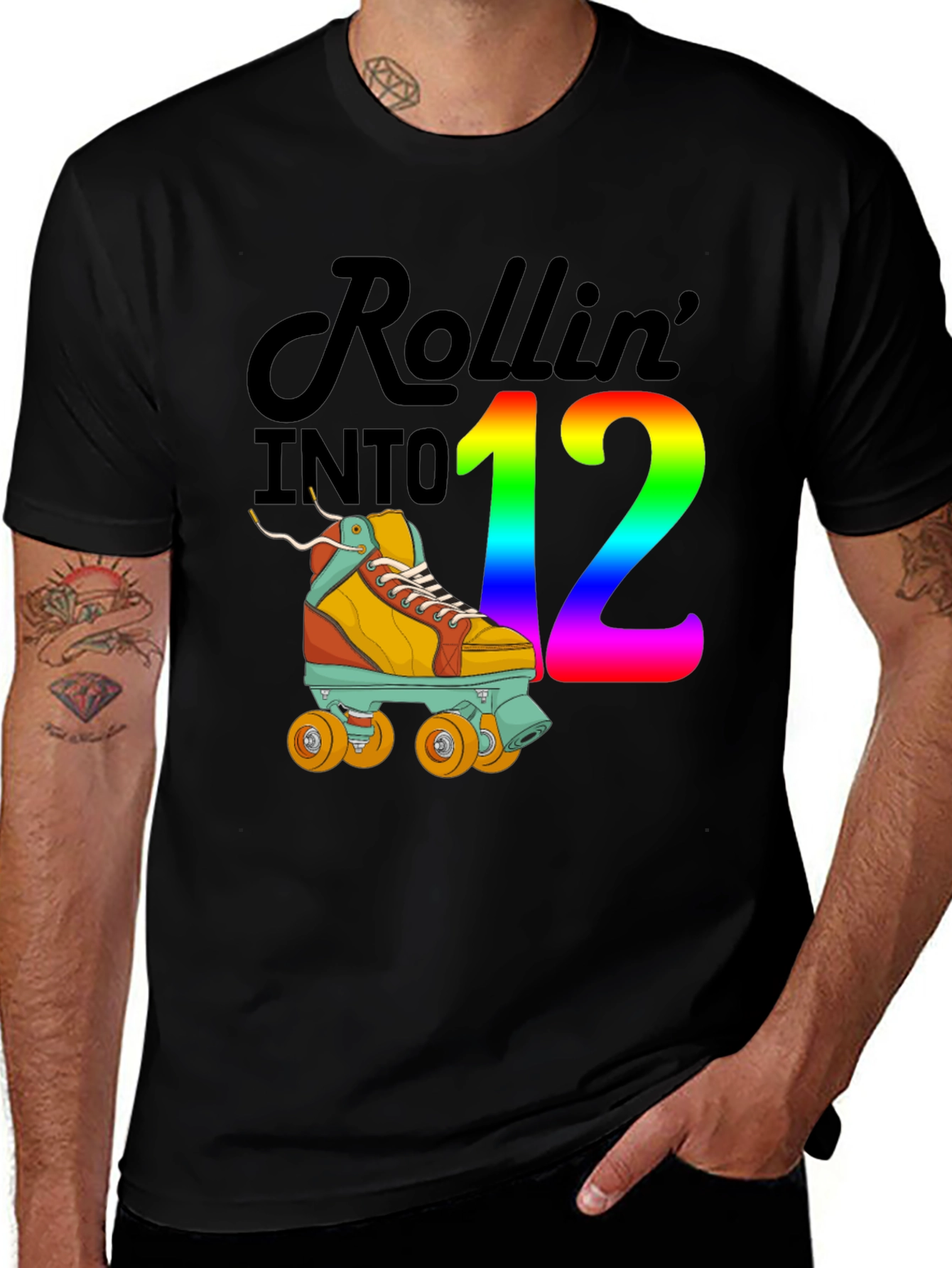 Rollin into 12 T-Shirt Roller Skate Birthday Tee