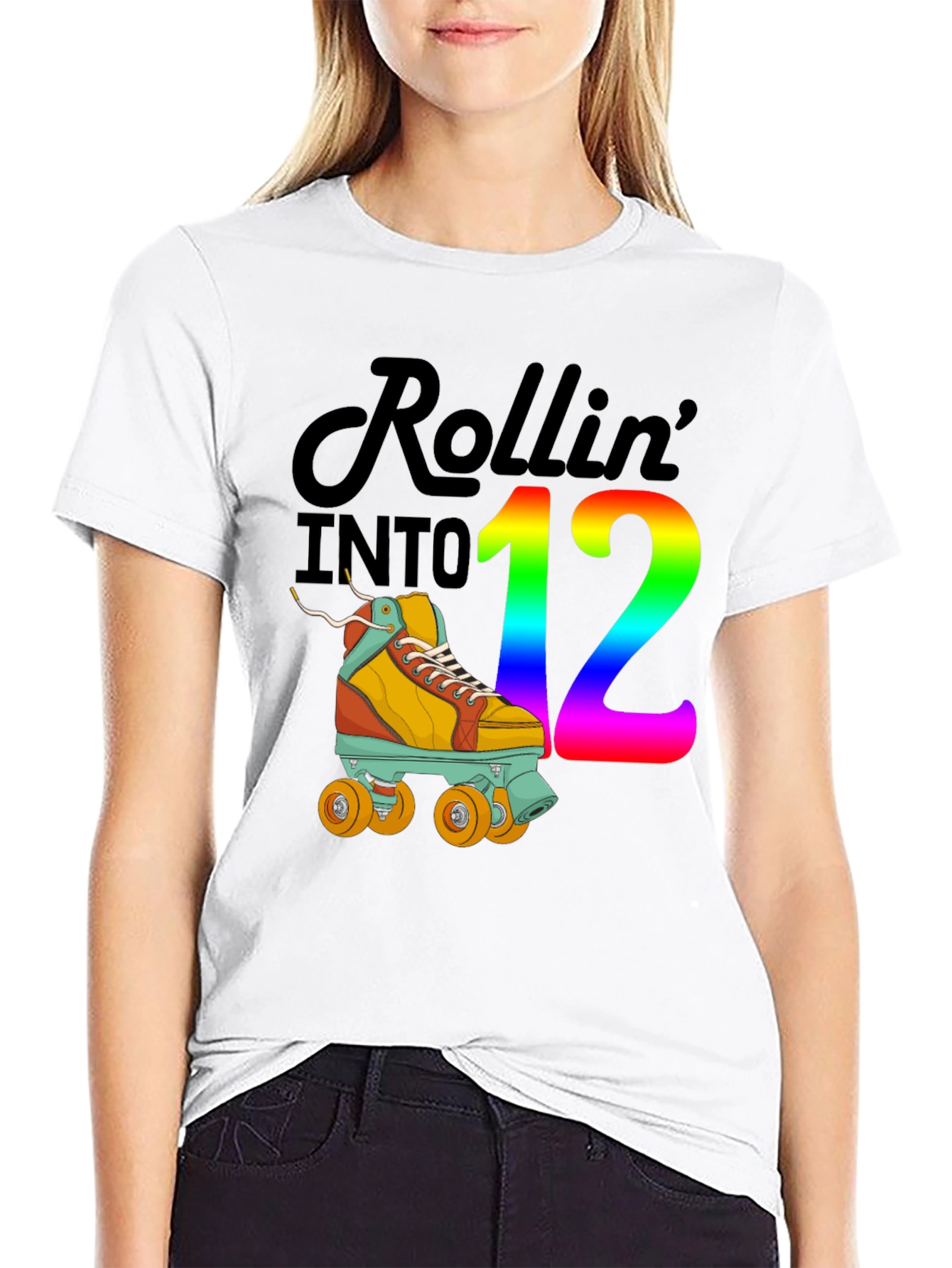 Rollin into 12 T-Shirt Roller Skate Birthday Tee