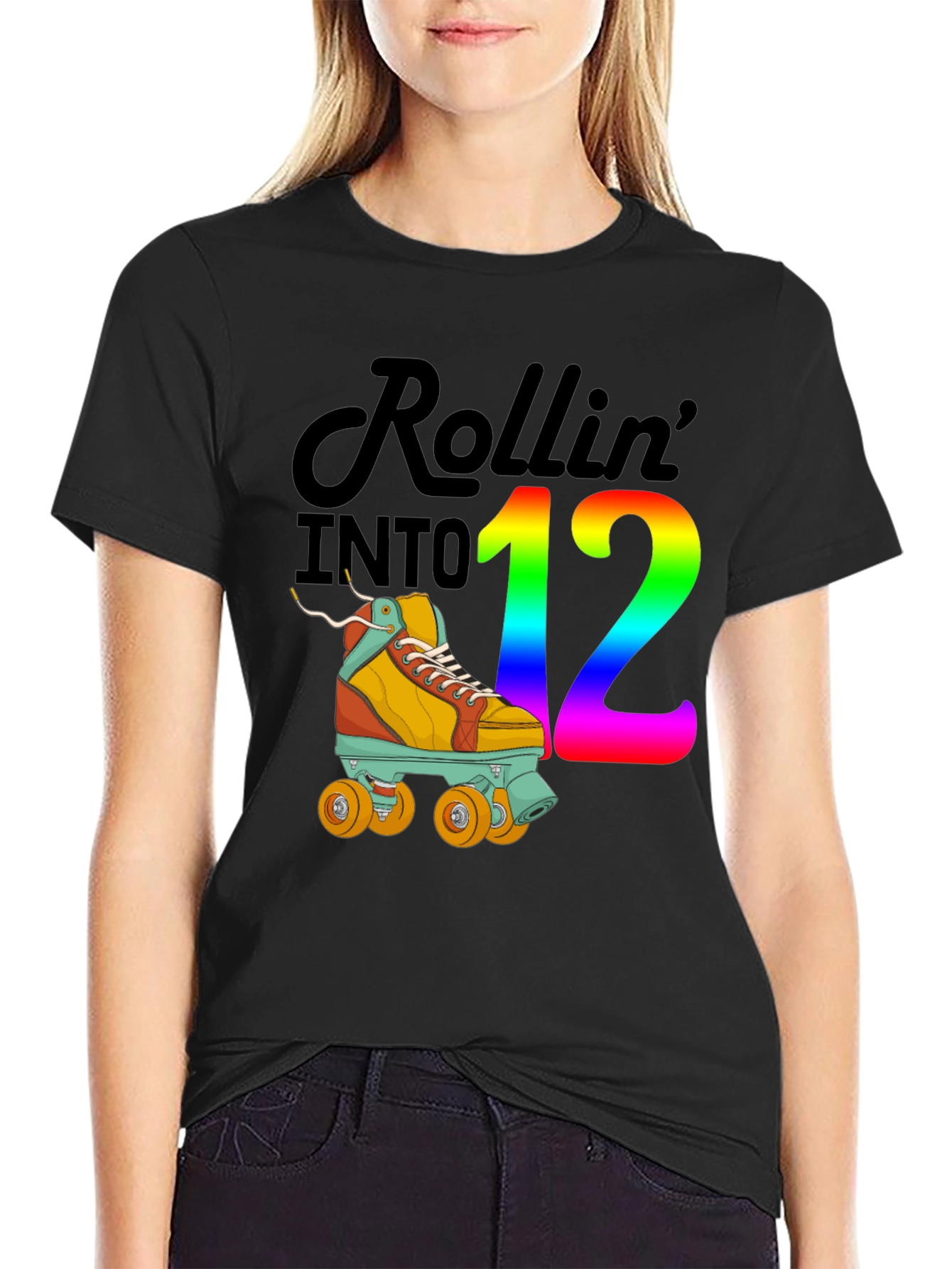 Rollin into 12 T-Shirt Roller Skate Birthday Tee